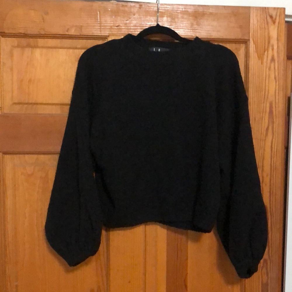 Bright Eyes Black Balloon Sleeve Sweater Top - Picture 1 of 3